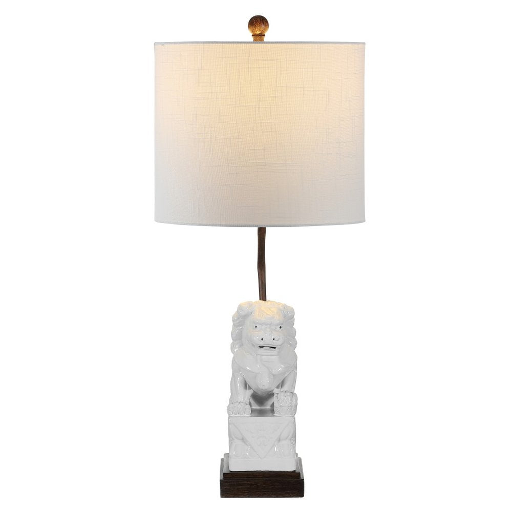 28" Brown Novelty Table Lamp With Globe Shade. Table lamp isolated on a plain white background.