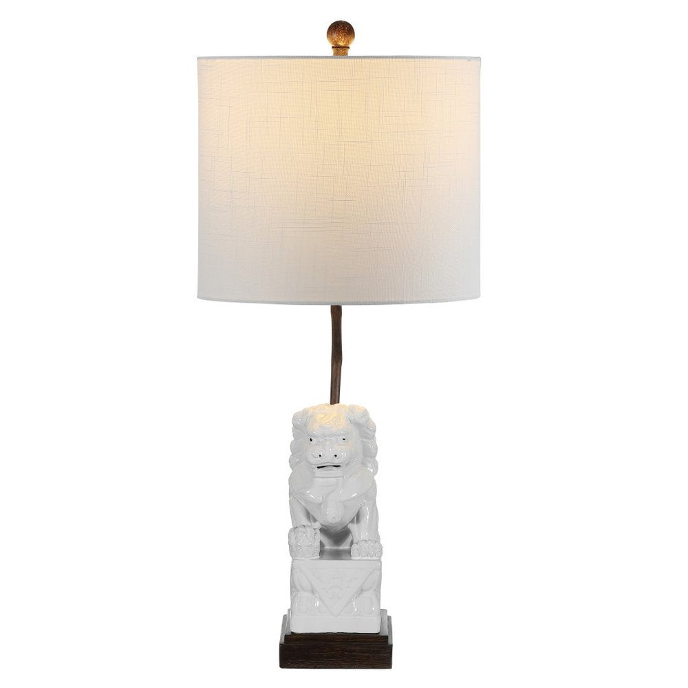 28" Brown Novelty Table Lamp With Globe Shade. Table lamp isolated on a plain white background.
