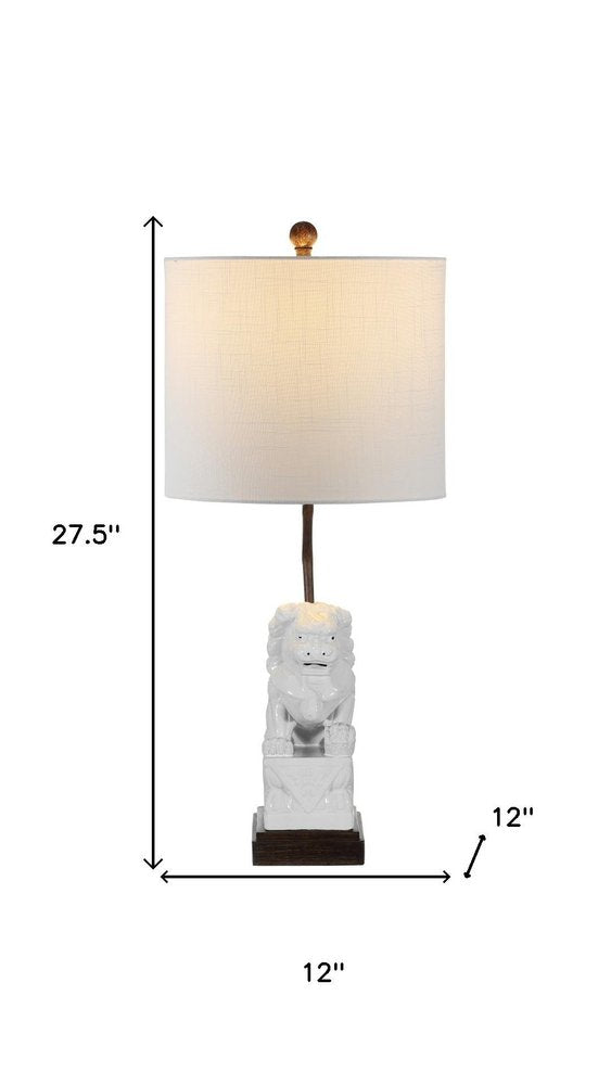 28" Brown Novelty Table Lamp With Globe Shade. Table lamp isolated on a plain white background.