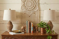 Set of Two 21" Light Brown Urn Table Lamps With Empire Shades