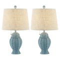 Set of Two 21" Blue Urn Table Lamps With Empire Shades