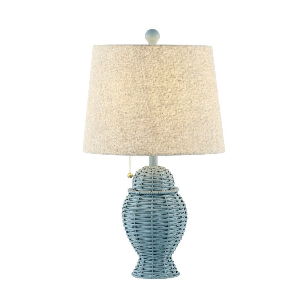 Set of Two 21" Blue Urn Table Lamps With Empire Shades