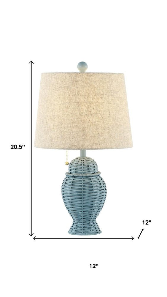 Set of Two 21" Blue Urn Table Lamps With Empire Shades