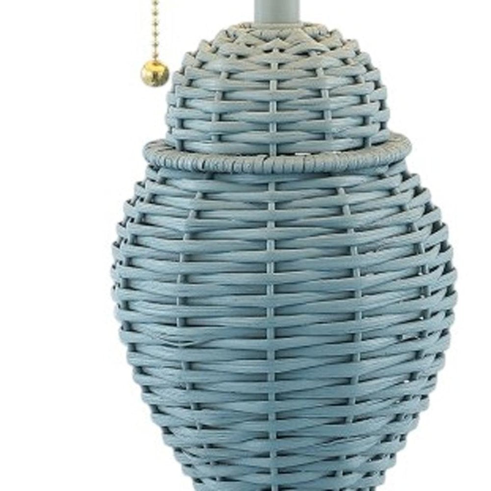 Set of Two 21" Blue Urn Table Lamps With Empire Shades
