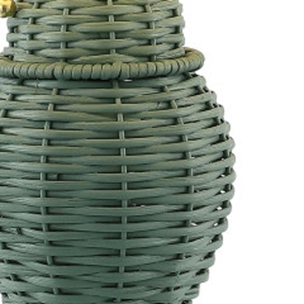Set of Two 21" Green Urn Bedside Lamps With Empire Shades