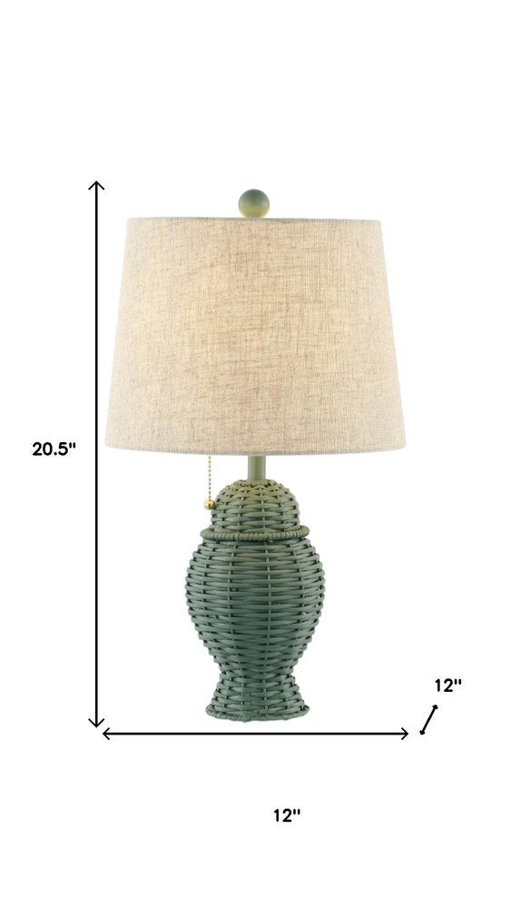 Set of Two 21" Green Urn Bedside Lamps With Empire Shades