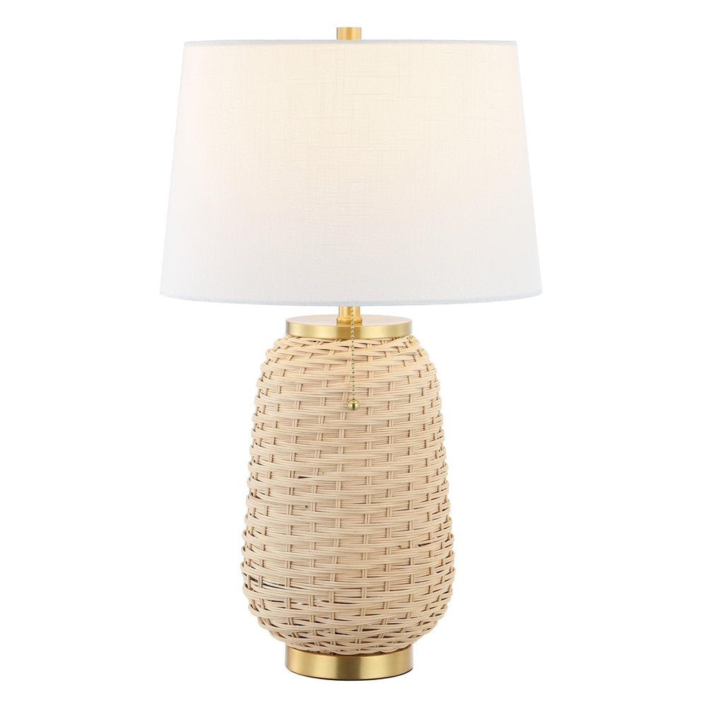 25" Gold Urn Table Lamp With Empire Shade. Table lamp isolated on a plain white background, showing its gold color.