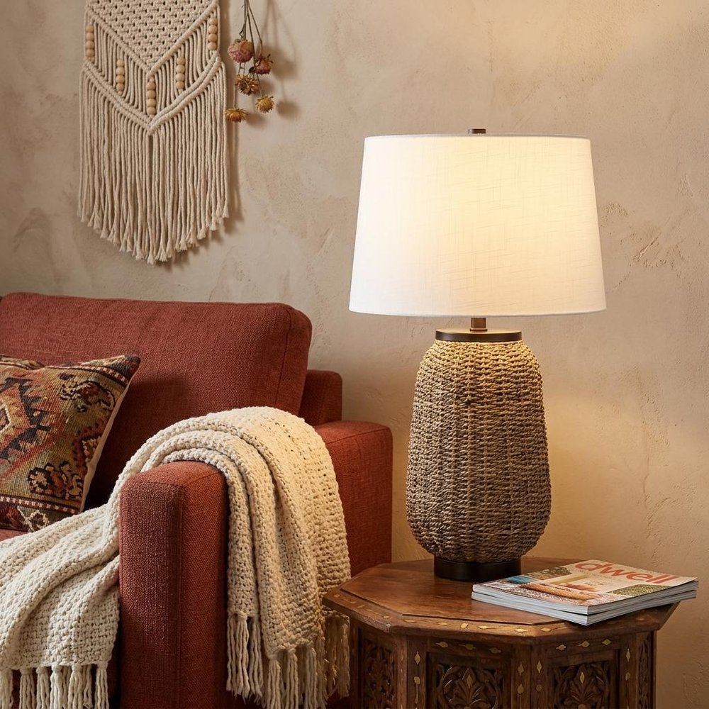 25" Antiqued Bronze Urn Table Lamp With Empire Shade.