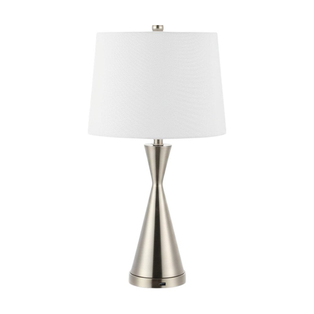 Set of Two 26" Nickel Novelty Table Lamps With Empire Shades - SKU 716029