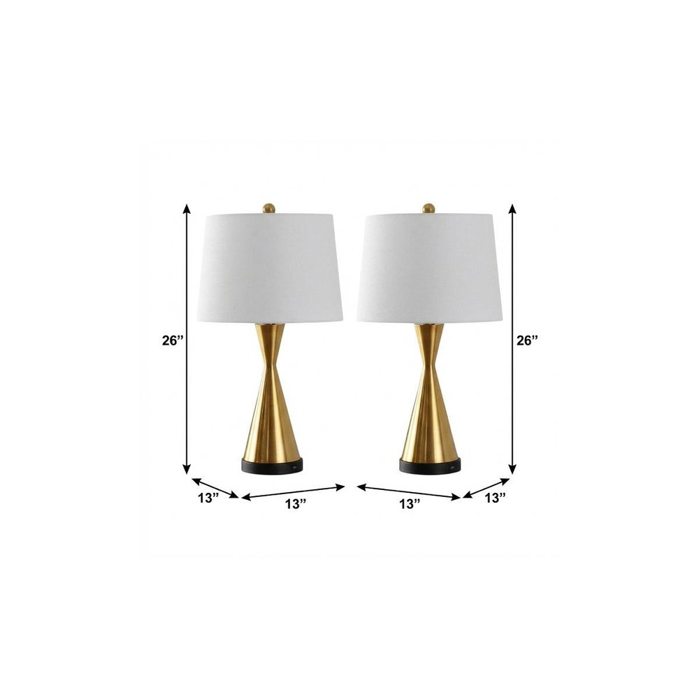 Set of Two 26" Black Novelty Table Lamps With Empire Shades