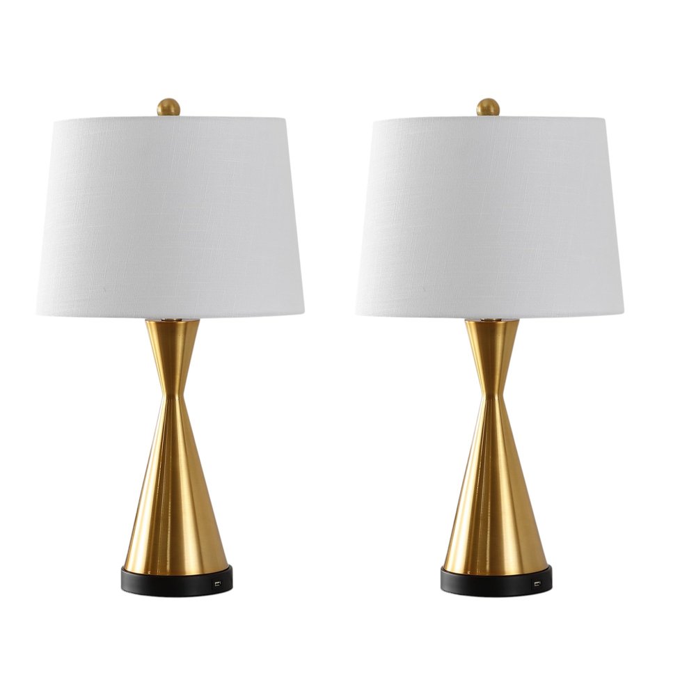 Set of Two 26" Black Novelty Table Lamps With Empire Shades