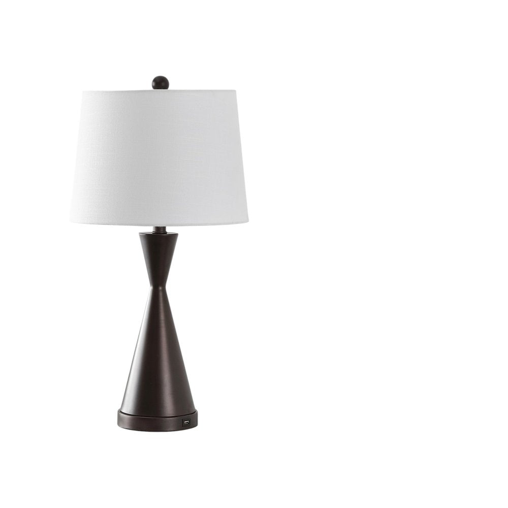 Set of Two 26" Antiqued Bronze Novelty Table Lamps With Empire Shades