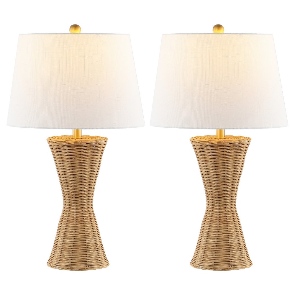 Set of Two 27" Clear Novelty Table Lamps With Empire Shades on a white background