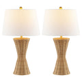 Set of Two 27" Clear Novelty Table Lamps With Empire Shades on a white background