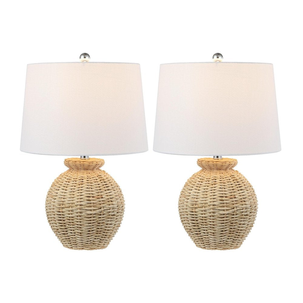 Set of Two 23" Clear Round Table Lamps With Empire Shades
