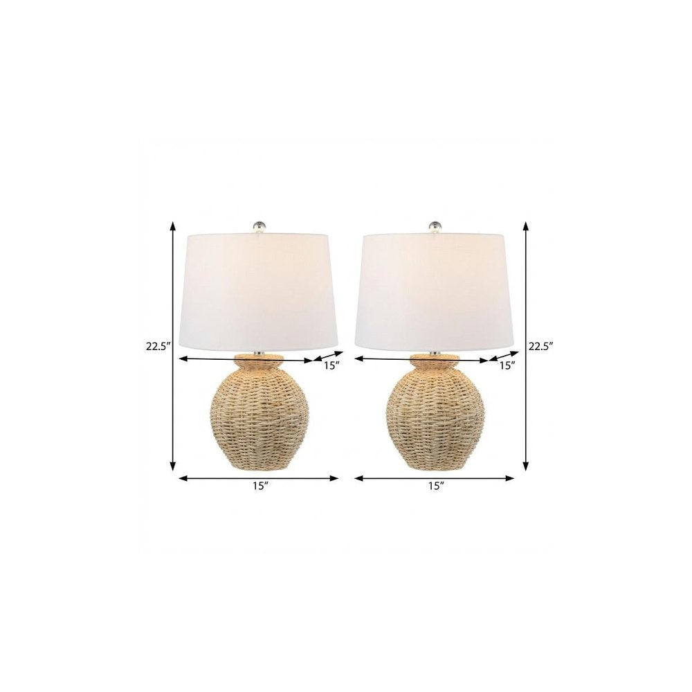 Set of Two 23" Clear Round Table Lamps With Empire Shades