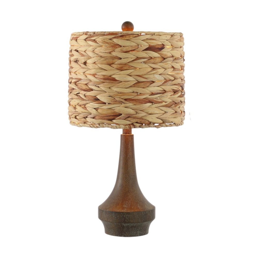 Set of Two 21" Dark Brown Gourd Bedside Lamps With Drum Shades