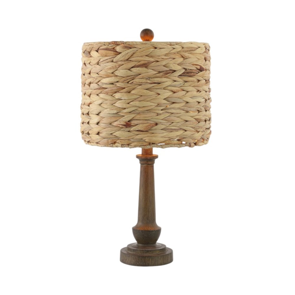 Set of Two 21" Dark Brown Bedside Lamps With Drum Shades