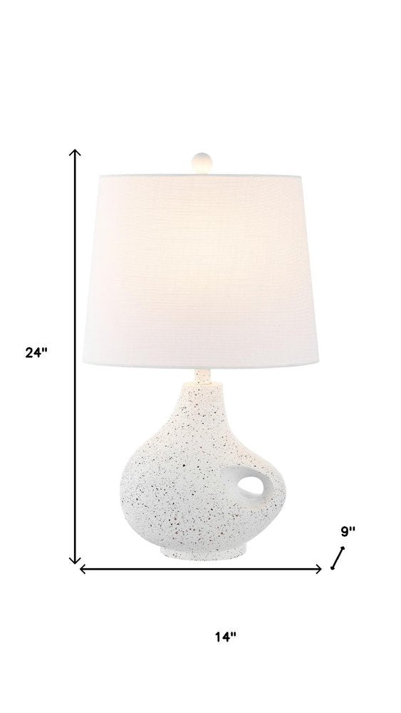 24" White Gourd Table Lamp With Novelty Shade. Table lamp isolated on a plain white background, finished in white.