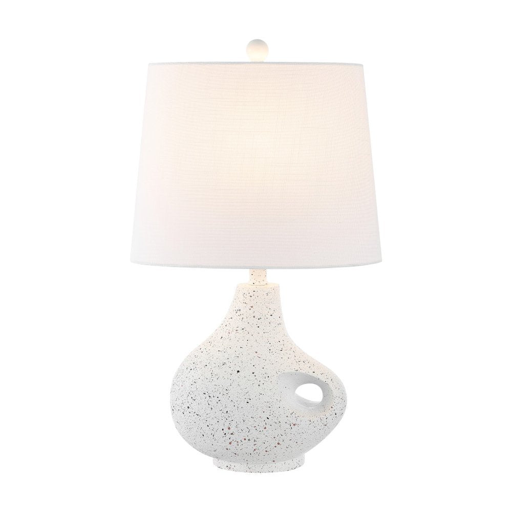 24" White Gourd Table Lamp With Novelty Shade. Table lamp isolated on a plain white background, finished in white.