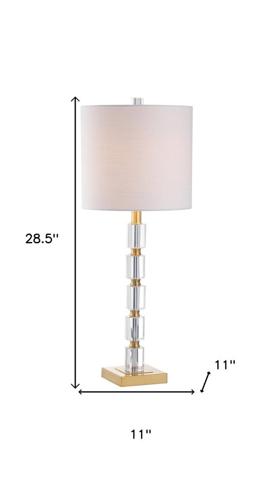 Set of Two 29" Clear And Brass Novelty Table Lamps With Drum Shades