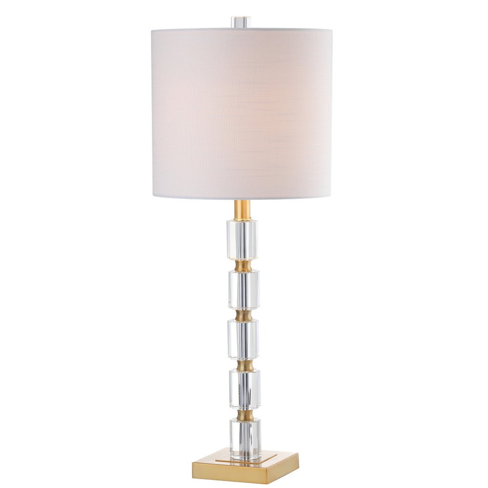 Set of Two 29" Clear And Brass Novelty Table Lamps With Drum Shades