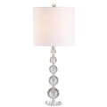 Set of Two 27" Clear Table Lamps With Drum Shades on a white background