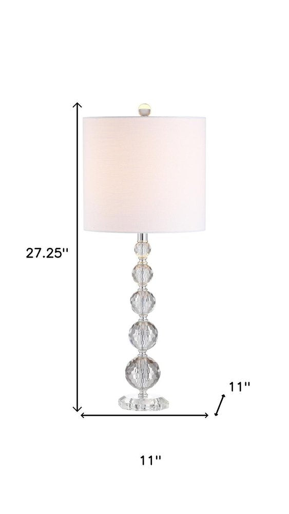 Set of Two 27" Clear Table Lamps With Drum Shades on a white background