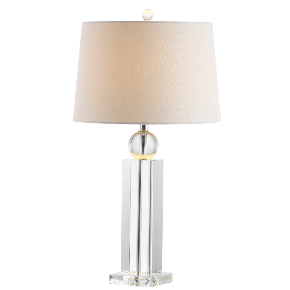 29" Silver And Clear Table Lamp With Empire Shade. Table lamp isolated on a plain white background.