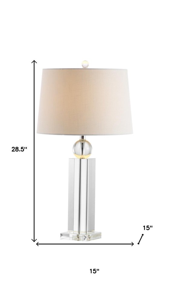 29" Silver And Clear Table Lamp With Empire Shade. Table lamp isolated on a plain white background, showing its silver color.