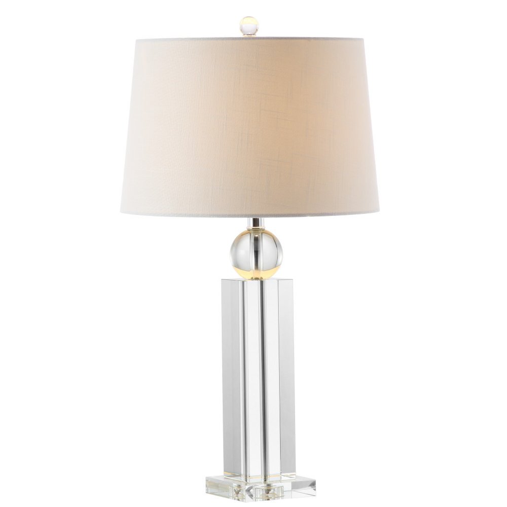 29" Silver And Clear Table Lamp With Empire Shade. Table lamp isolated on a plain white background.