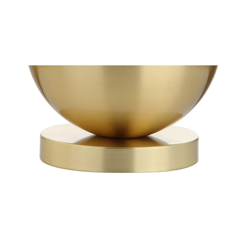 24" Gold Globe Table Lamp With Drum Shade. Table lamp isolated on a plain white background, finished in gold.