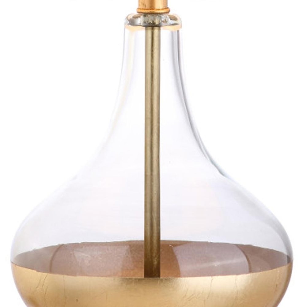 25" Clear Novelty Table Lamp With Drum Shade. Table lamp isolated on a plain white background.