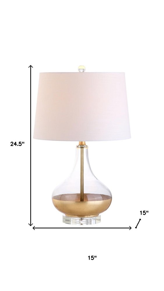 25" Clear Novelty Table Lamp With Drum Shade. Table lamp isolated on a plain white background.