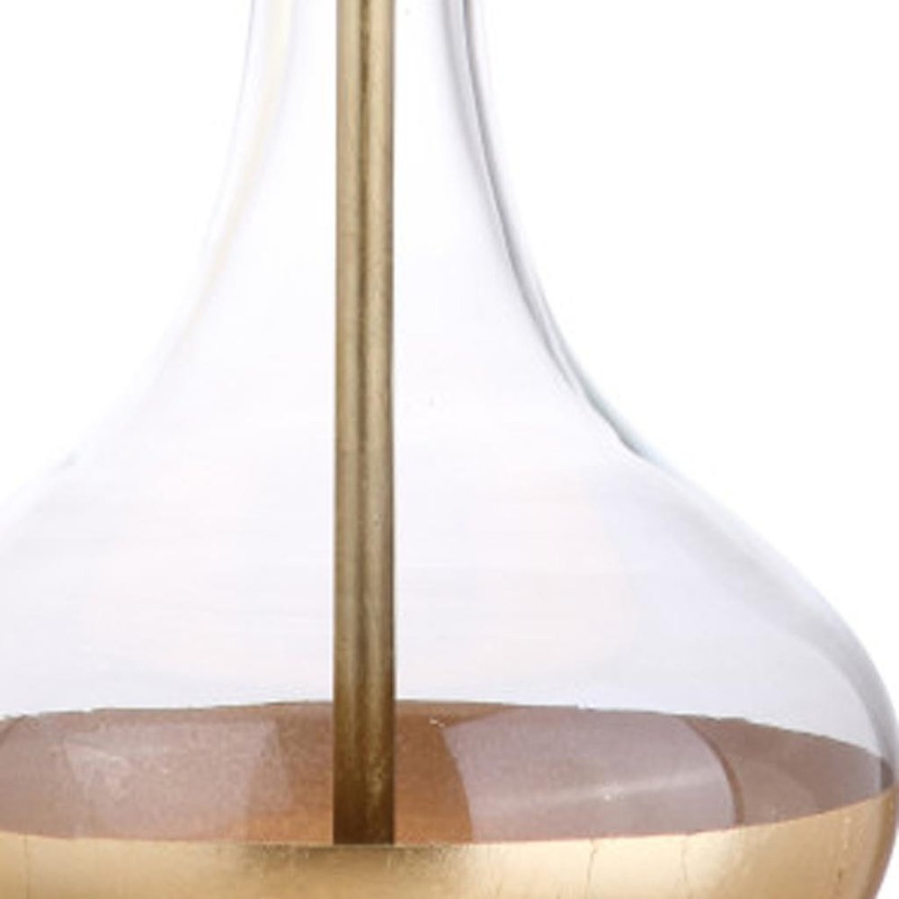 25" Clear Novelty Table Lamp With Drum Shade. Table lamp isolated on a plain white background.