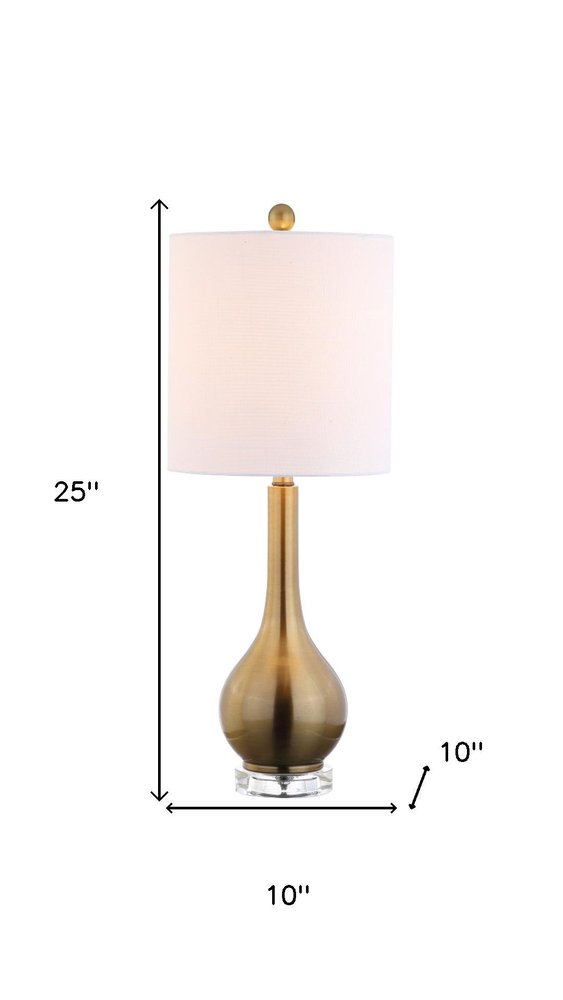 25" Clear Gourd Table Lamp With Drum Shade. Table lamp isolated on a plain white background, in a clear finish.