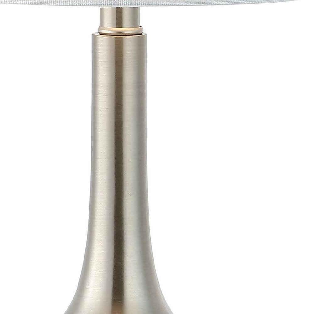 Set of Two 25" Clear Gourd Table Lamps With Drum Shades