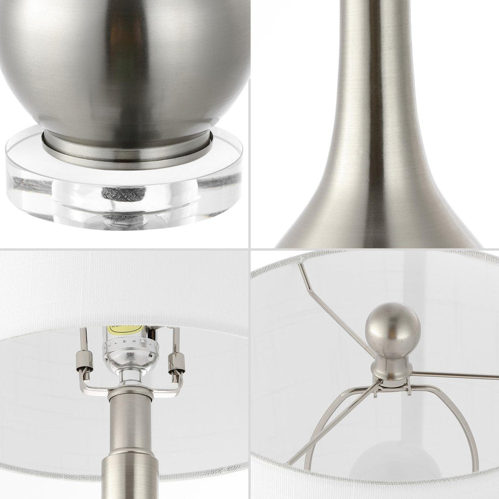 Set of Two 25" Clear Gourd Table Lamps With Drum Shades on a white background