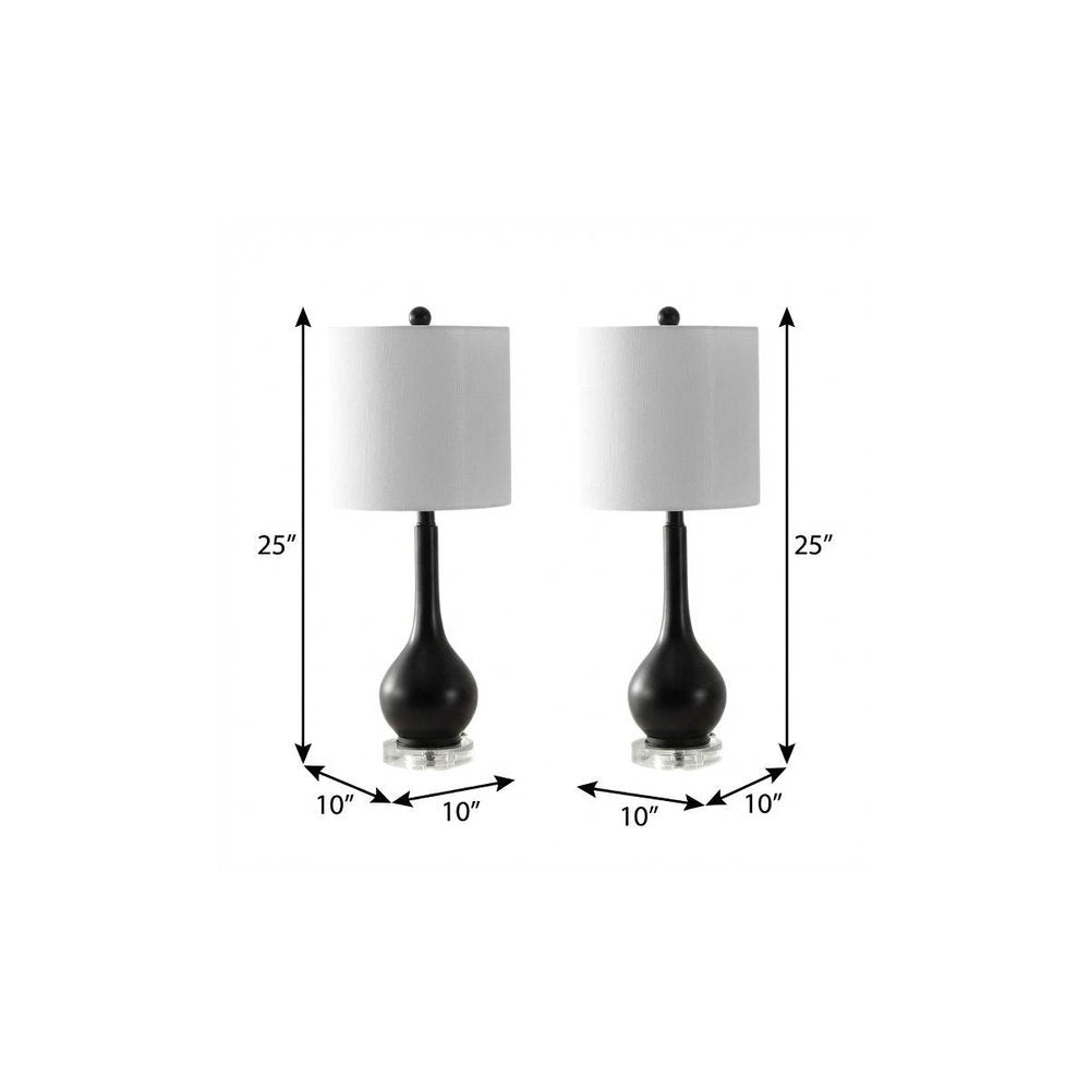 Set of Two 25" Clear Gourd Table Lamps With Drum Shades - SKU 716061