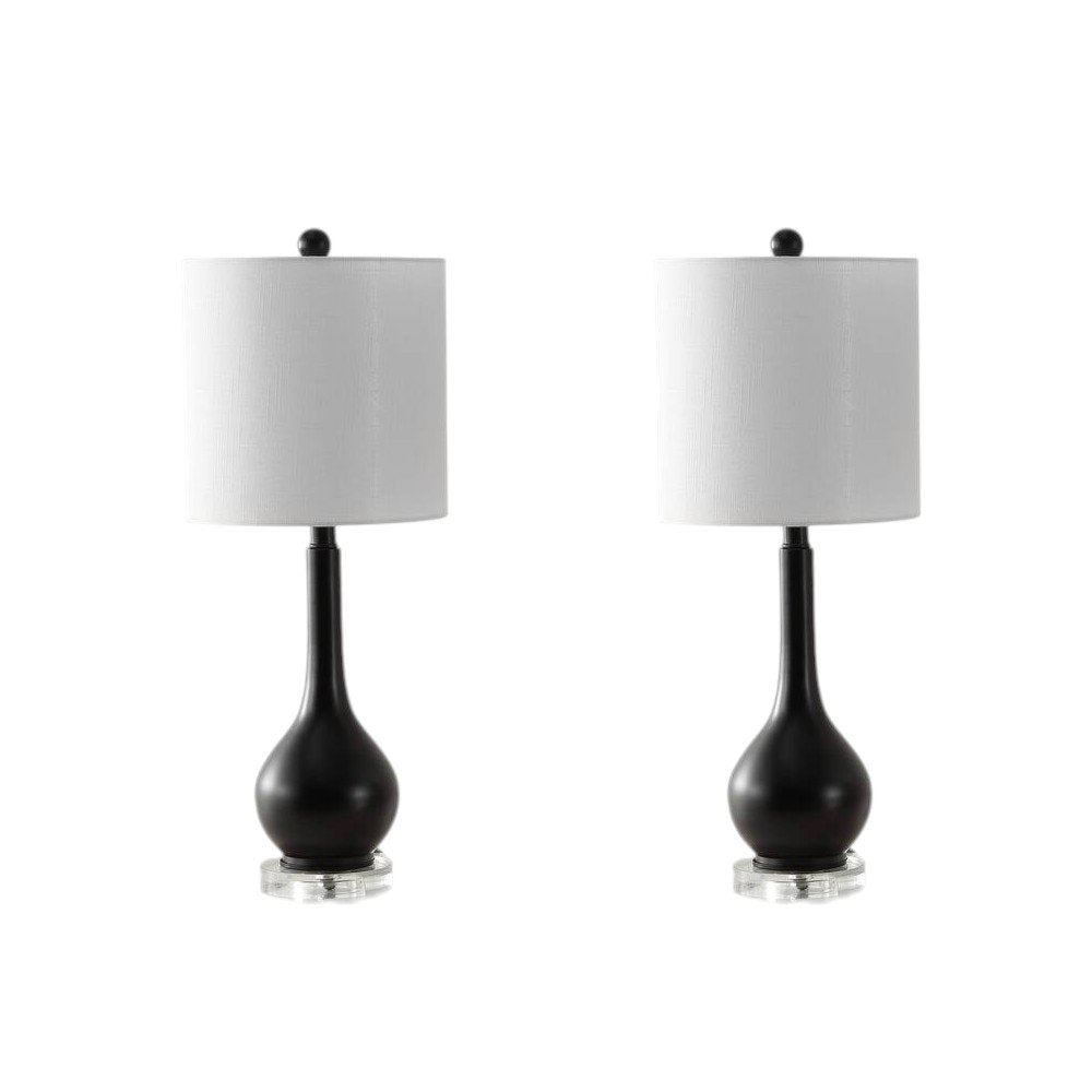 Set of Two 25" Clear Gourd Table Lamps With Drum Shades - SKU 716061