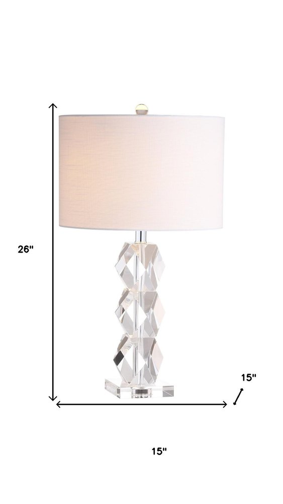 26" Clear Novelty Table Lamp With Drum Shade. Table lamp isolated on a plain white background.