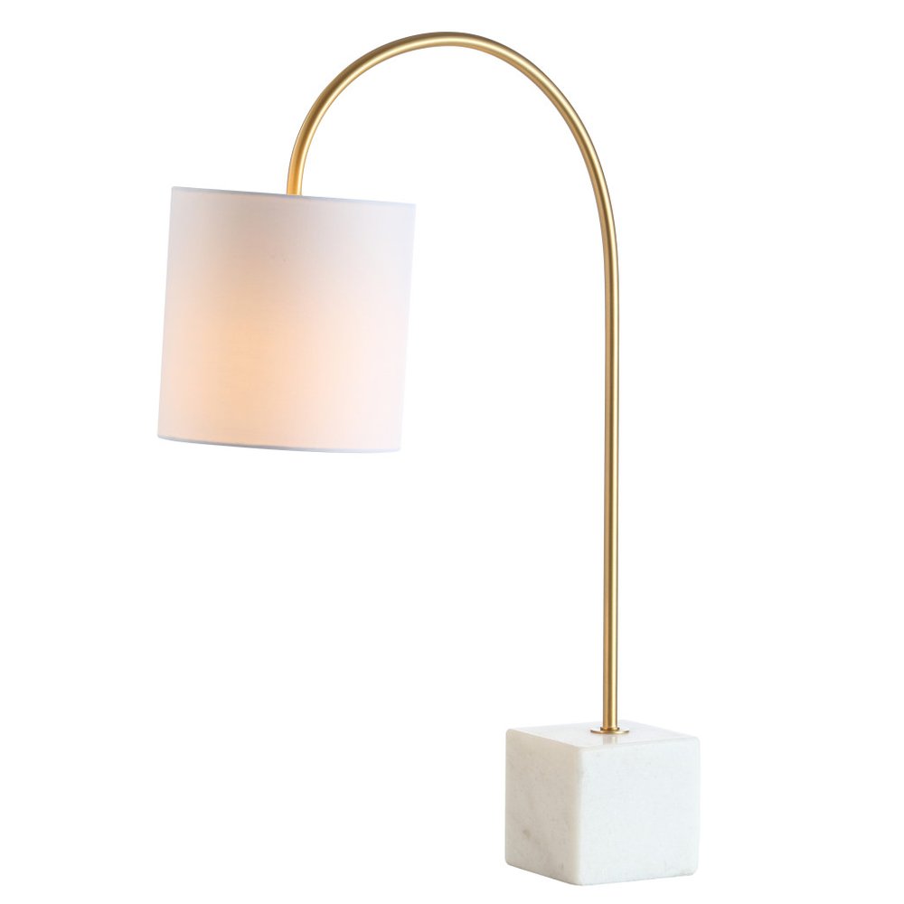 25" White Novelty Table Lamp With Drum Shade. Table lamp isolated on a plain white background, showing its white color.