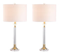 Set of Two 28" Clear And Gold Table Lamps With Drum Shades