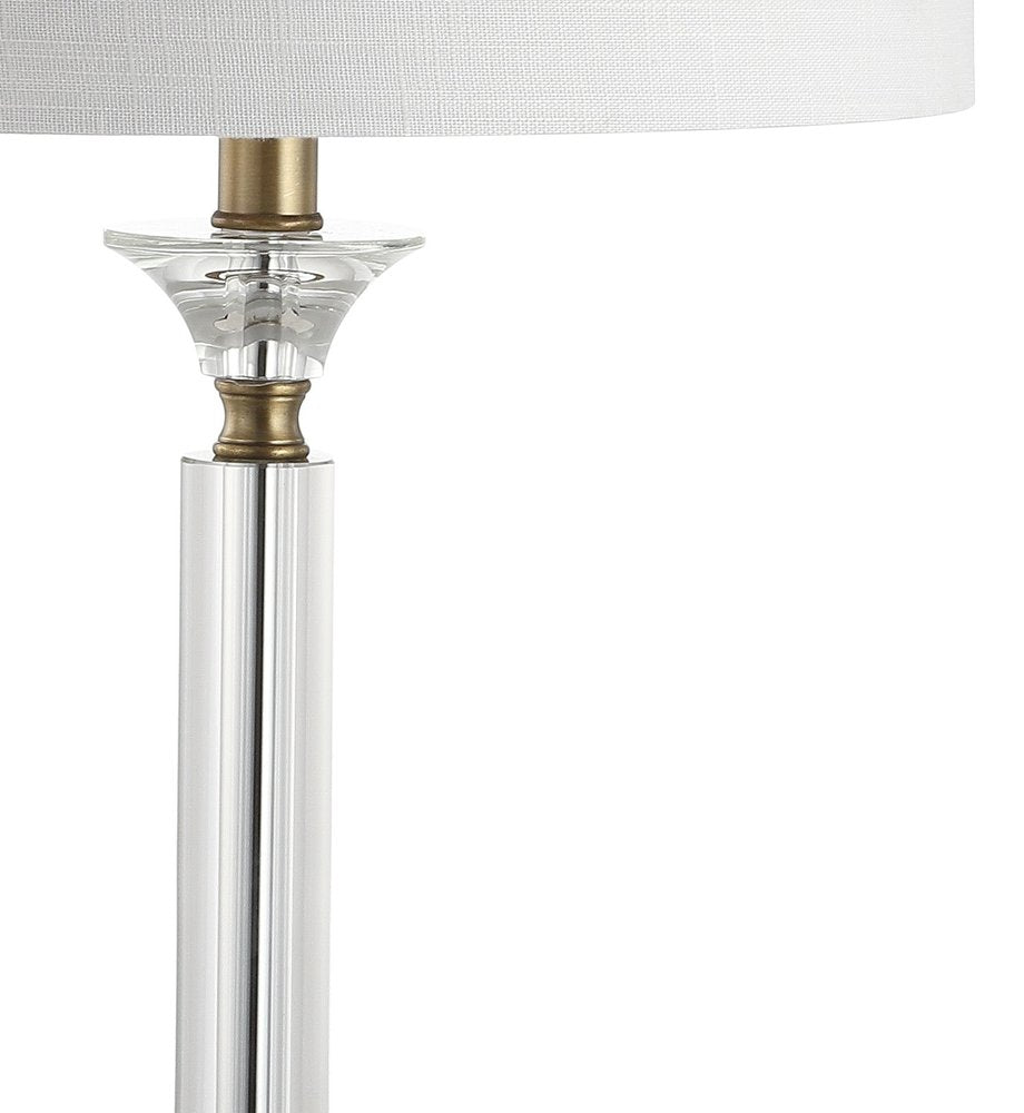 Set of Two 28" Clear And Gold Table Lamps With Drum Shades