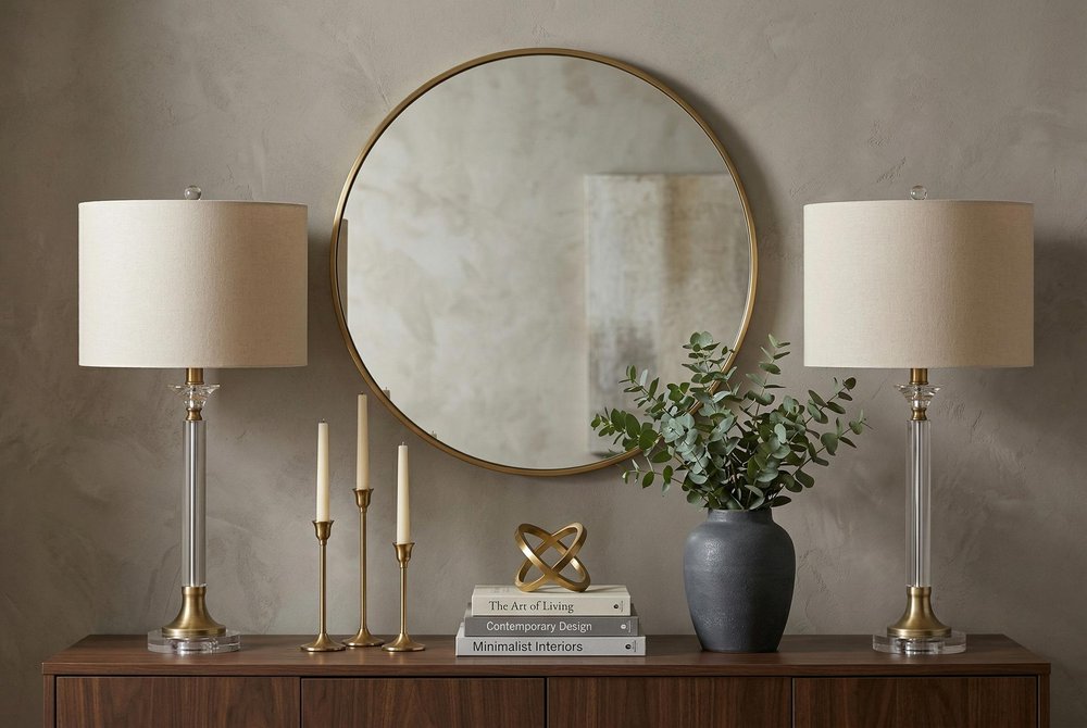 Set of Two 28" Clear And Gold Table Lamps With Drum Shades