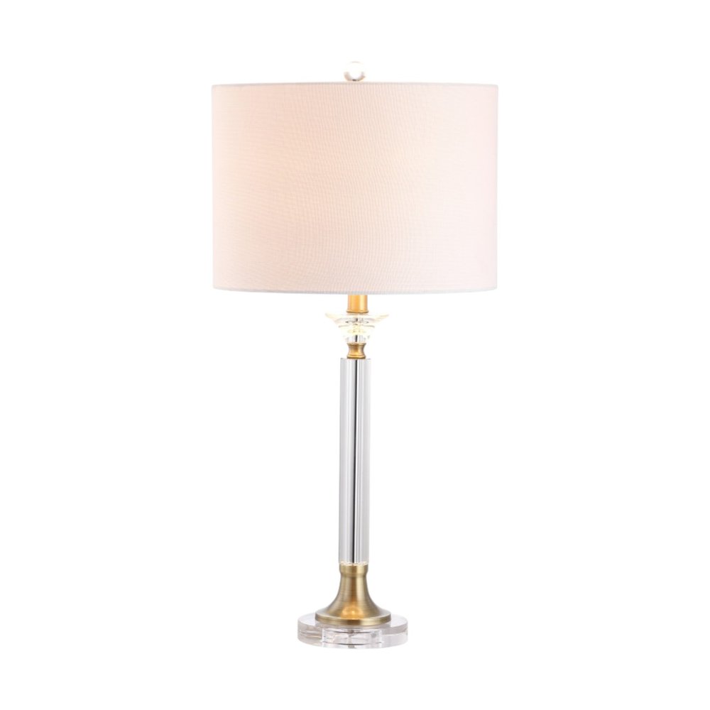 Set of Two 28" Clear And Gold Table Lamps With Drum Shades
