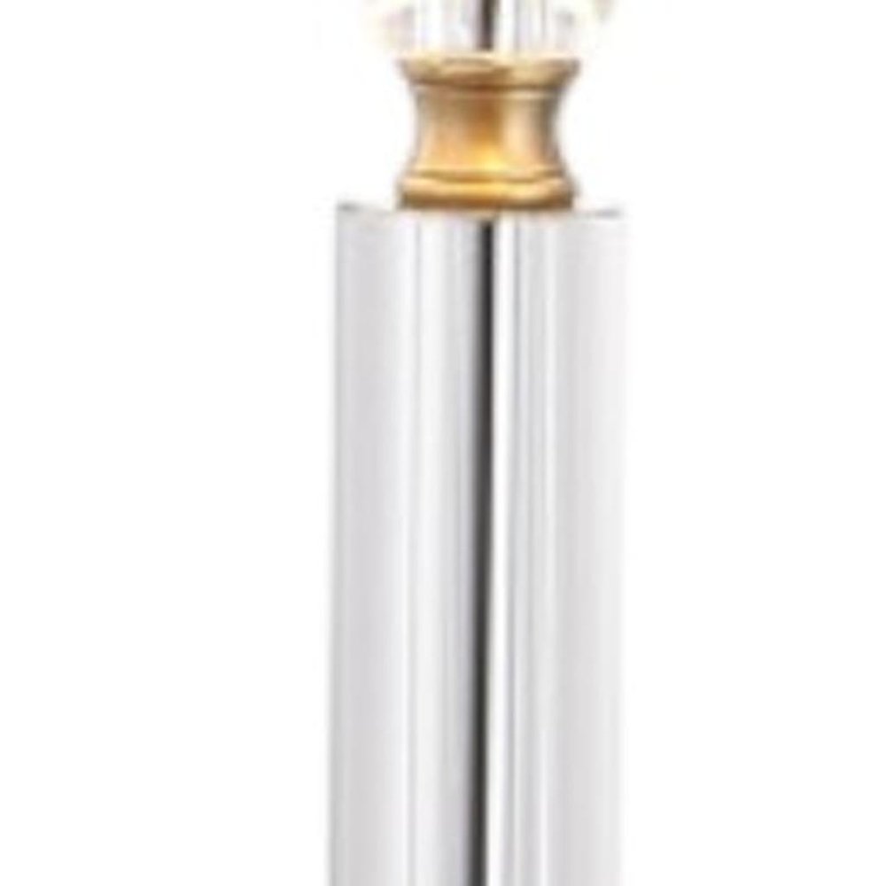 Set of Two 28" Clear And Gold Table Lamps With Drum Shades