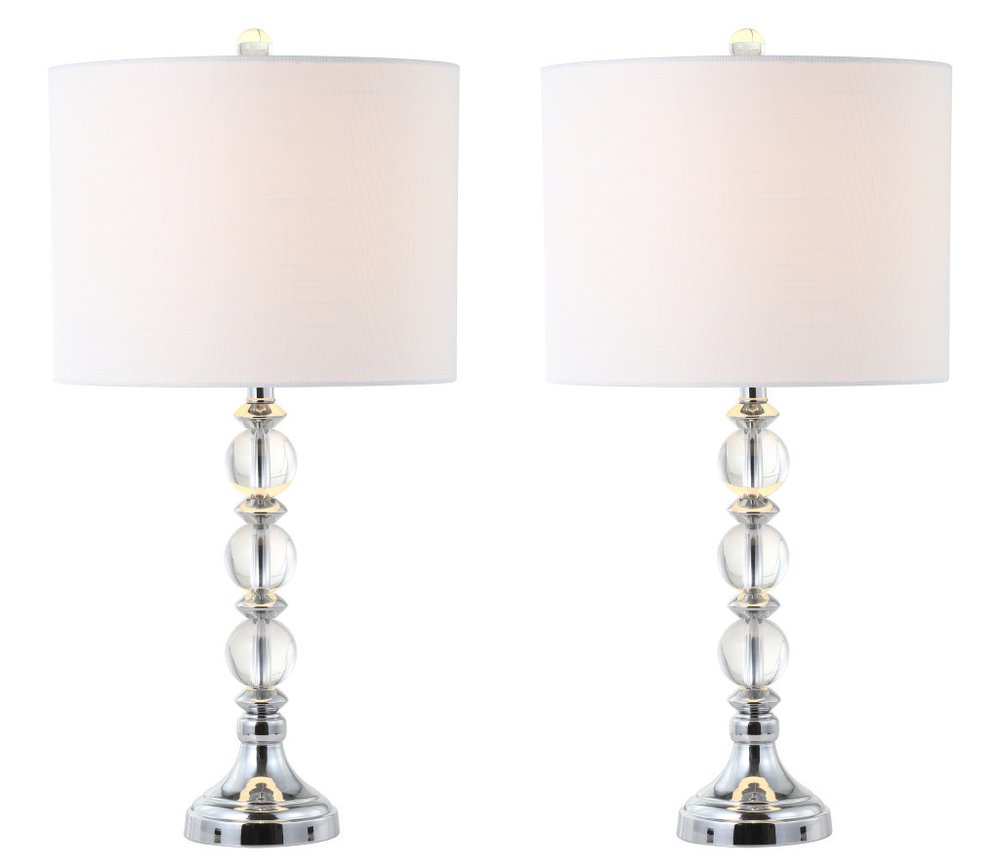 Set of Two 26" Silver Table Lamps With Drum Shades