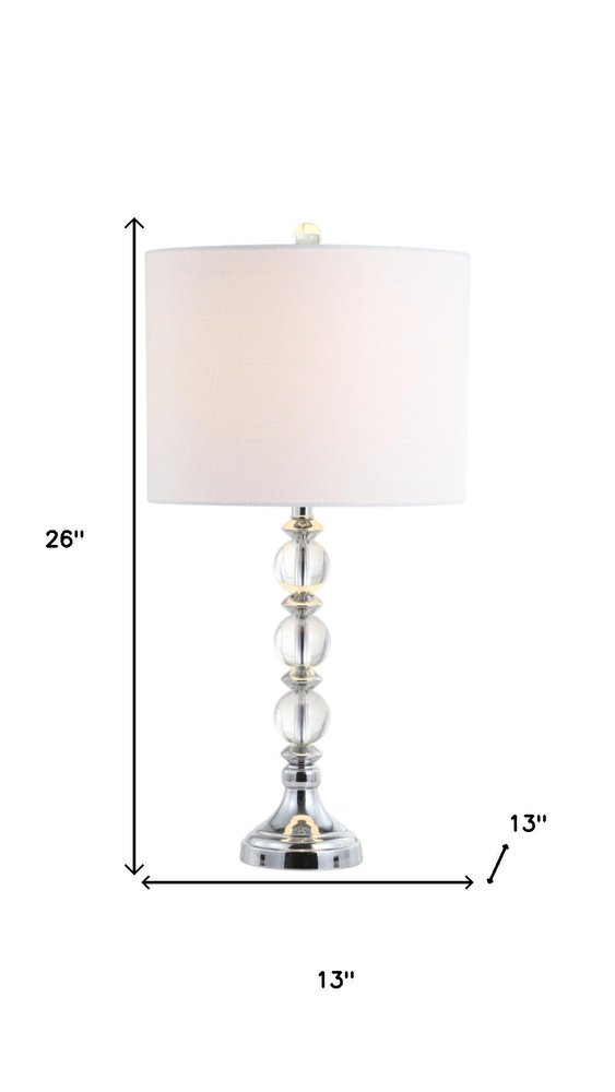 Set of Two 26" Silver Table Lamps With Drum Shades on a white background