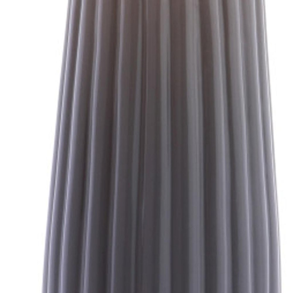 29" Dark Gray And Gold Table Lamp With Drum Shade. Table lamp isolated on a plain white background, showing its charcoal color.